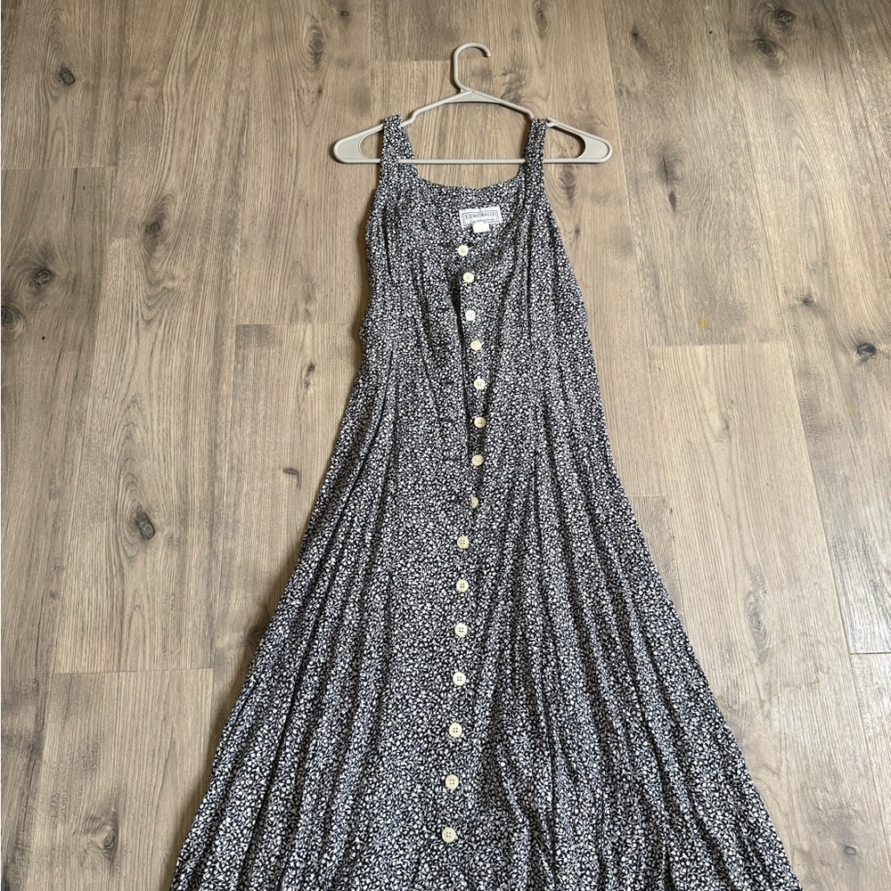 Michaels Black Floral Button-Front Maxi Dress